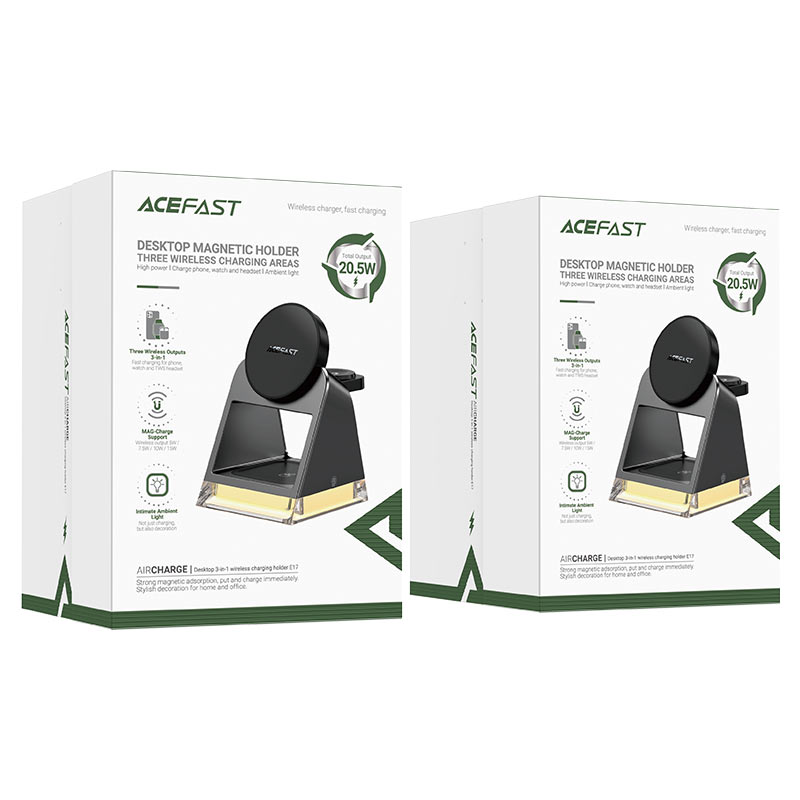 استند و شارژر وایرلس چند کاره مگ سیف ایس فست ACEFAST E17 با قابلیت شارژ اپل واچ