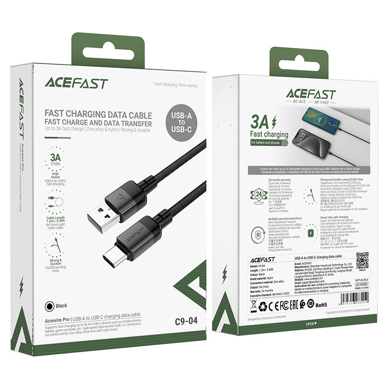کابل Type-C ایس فست ACEFAST C9-04 طول 1.2 متر توان 15 وات