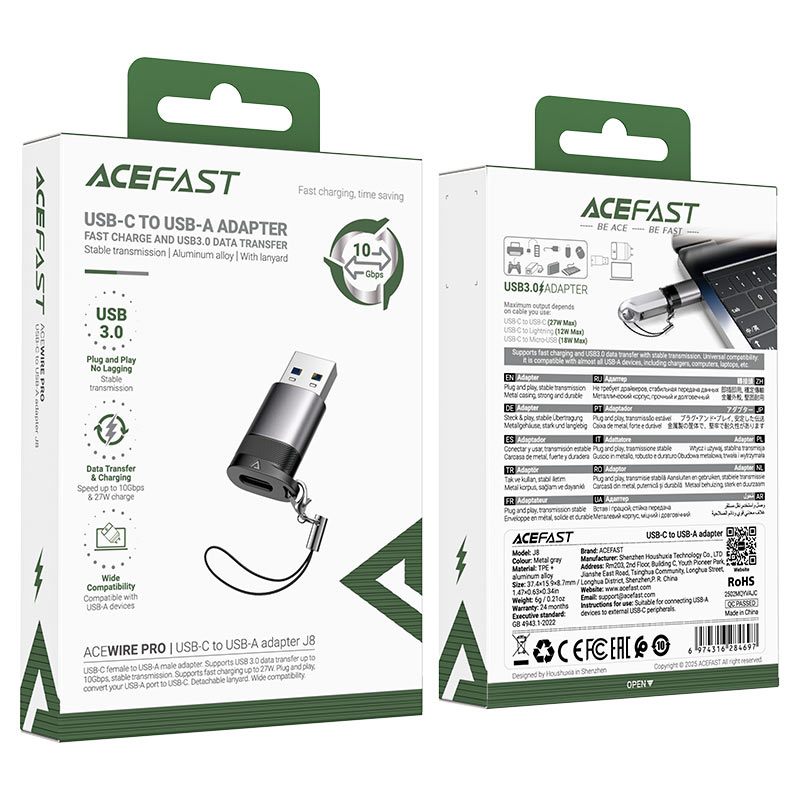 تبدیل OTG یو اس بی به Type-c ایس فست ACEFAST J8 Acewire Pro