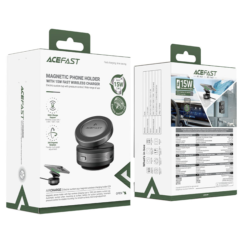 هولدر وکیوم دار برقی و شارژر وایرلس مگ سیف ایس فست ACEFAST E29