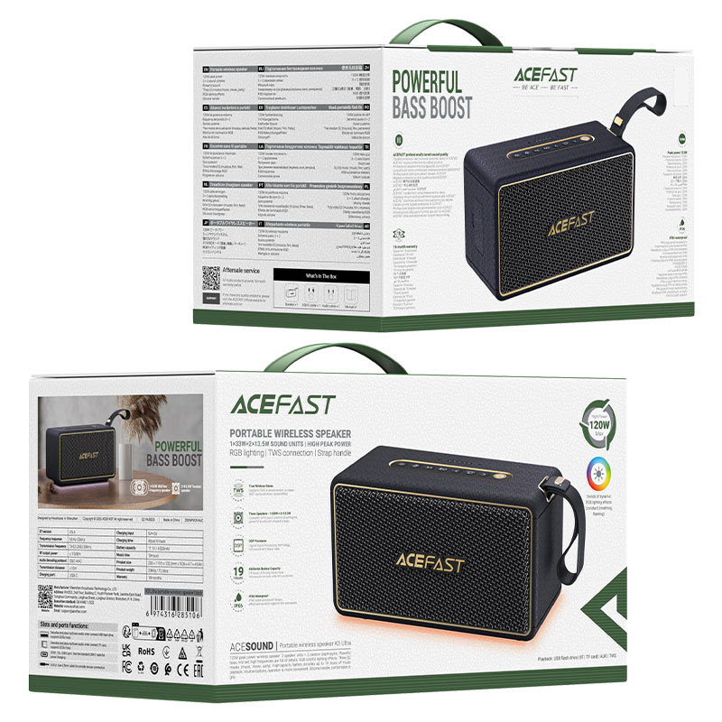 اسپیکر بلوتوث ایس فست ACEFAST K3 Ultra توان 120 وات رم و فلش خور