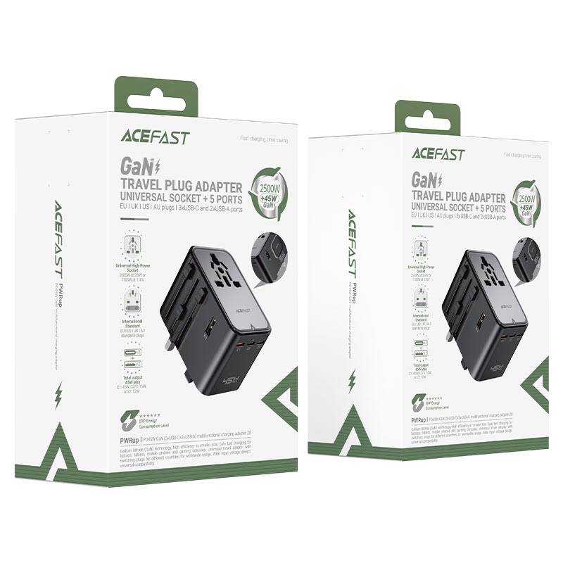 شارژر دیواری و مبدل برق ایس فست ACEFAST Z8 PD45W GaN Fast Charger توان 45 وات