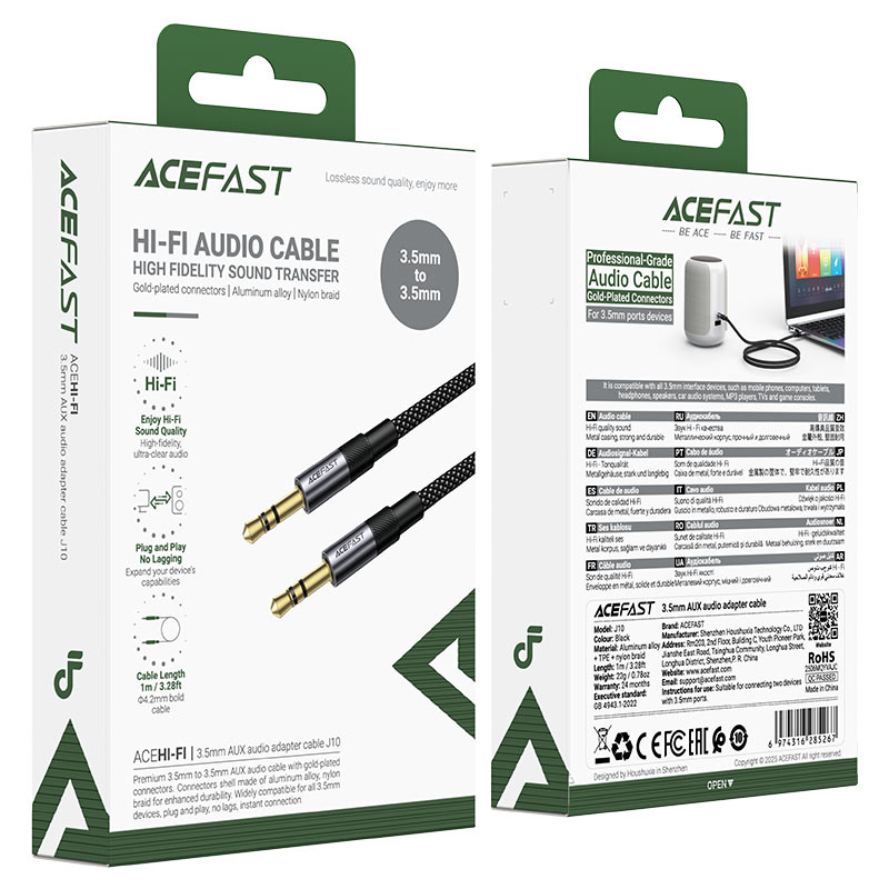 کابل انتقال صدا Aux ایس فست ACEFAST J10 طول 1 متر