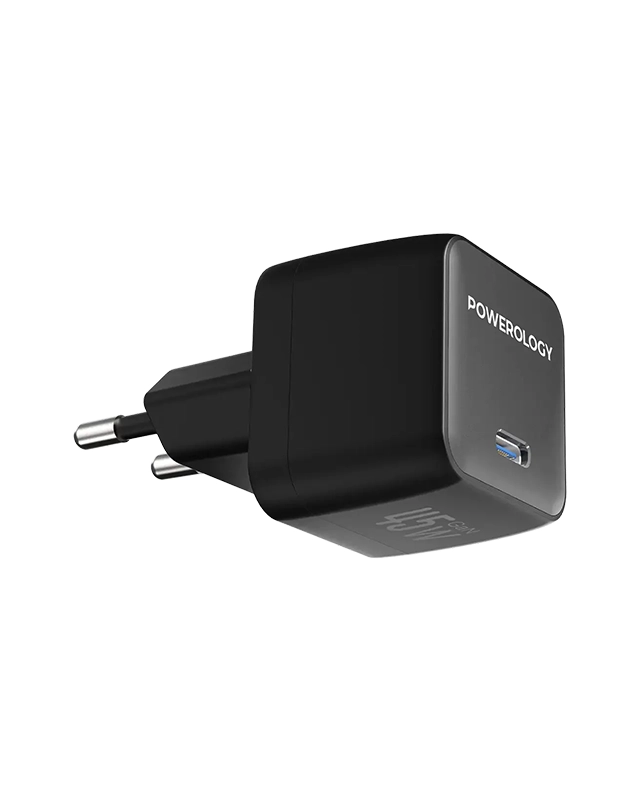آداپتور شارژ 45W پاورولوژی با کابل تایپ سی Powerology QX 45W GaN Adapter PWCUQC056