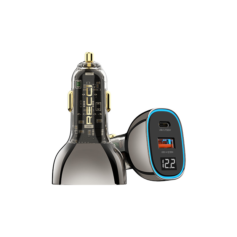 شارژر فندکی 65 وات  RCC-N21 رسی (Recci RCC-N21 Journey Transparent Design Car Charger)