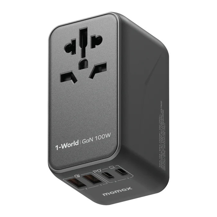 شارژر مسافرتی جهانی 4 پروت صد واتی 1-World | Universal 4 Ports Travel Charger (GaN 100W) مومکس (momax)