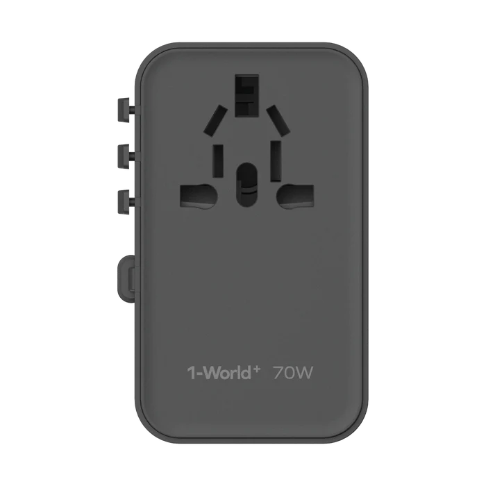 شارژر مسافرتی 3 پورت 1-World+ | 3-Ports Travel Charger | Built-in USB-C Cable (GaN 70W) مومکس (momax)