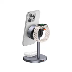 استند و شارژر وایرلس مگنتی مک دودو Mcdodo CH-246 Qi2 توان 15 وات با امکان شارژ اپل واچ دارای آداپتور