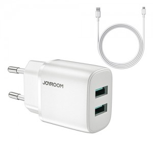 آداپتور شارژ دو پورت همراه با کابل جویروم JOYROOM Mini Fast Charger Dual Ports L-2A123