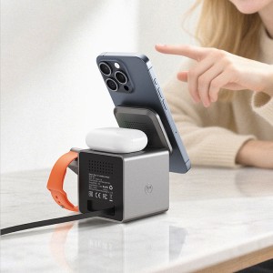 استند و شارژر وایرلس چند کاره مگ سیف ایس فست ACEFAST E34 با قابلیت شارژ اپل واچ