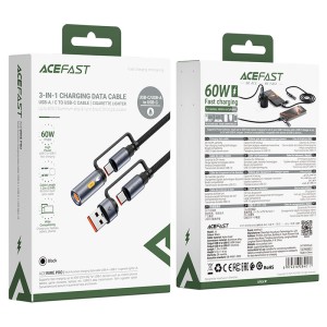 کابل Type-C به Type-C چندکاره ایس فست ACEFAST J6 Acewire Pro طول 1.2 متر توان 60 وات
