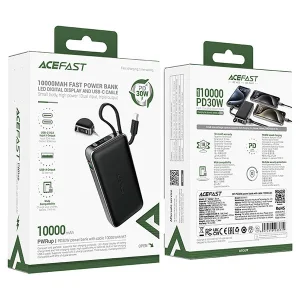 پاوربانک 10000 ایس فست ACEFAST M7 توان 30 وات همراه با کابل متصل