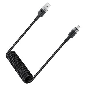 کابل Type-C فنری ایس فست ACEFAST C14-04 طول 1.2 متر توان 15 وات