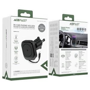 هولدر و شارژر وایرلس دریچه کولری مگ سیف ایس فست ACEFAST D32 توان 15 وات با کابل جمع شونده
