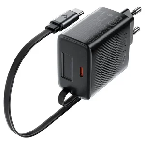 شارژر دیواری ایس فست ACEFAST A110 PD30W Fast Charger توان 30 وات همراه با کابل جمع شونده
