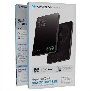 پاوربانک وایرلس چند کاره 5000 پاورولوژی Powerology MagVolt PPBCHA62BK
