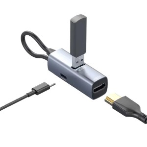 هاب تایپ سی پاورولوژی Powerology Aluminum Mini USB-C Hub PWJT424BK