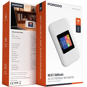 مودم جیبی پرودو Porodo Nexfi 4g LTE Portable WiFi Router PDM603WH