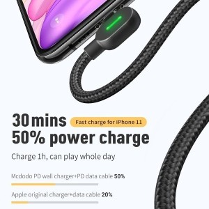 کابل شارژ تایپ سی به لایتنینگ 90 درجه 1.8 متر مک دودو Mcdodo Type-C To Lightning Data Cable CA-7371