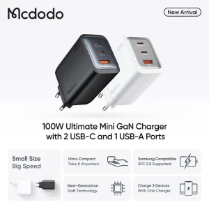 آداپتور شارژ 3 پورت 100 وات مک دودو Mcdodo Gana Mini CH-012