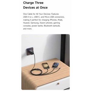 کابل شارژ سه سر 6 آمپر مک دودو Mcdodo Transparent Cable CA-7150