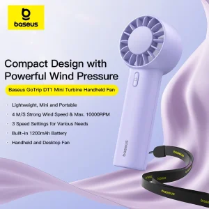 پنکه شارژی بیسوس مدل GoTrip DT1 Mini BS-CG036 ظرفیت 1200 میلی آمپر ساعت