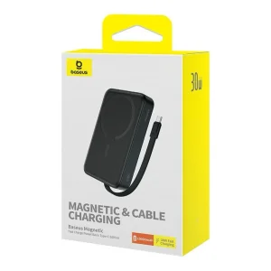 پاوربانک بی‌سیم 30 وات باسئوس مدل Magnetic Mini ظرفیت 10000 میلی آمپر ساعت