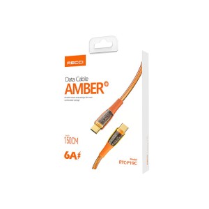 کابل تبدیل USB-C به USB-C رسی مدل RTC-P19CC طول 1.5 متر (Recci Data Cable Amber USB-C PD 20W 150cm RTC-P19CC)