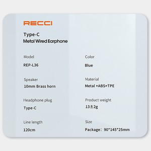 هندزفری سیمی تایپ سی رسی RECCI REP-L36 Type-C wired headset