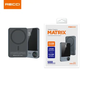 پاوربانک و مگ سیف رسی مدل RPB-W16 ظرفیت 10000 میلی آمپر ساعت (RECCI RPB-W16 Matrix 10000mAh Wireless Charging Power)