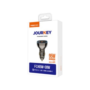 شارژر فندکی 65 وات  RCC-N21 رسی (Recci RCC-N21 Journey Transparent Design Car Charger)