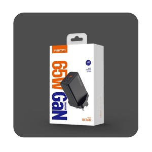 شارژر دیواری یو اس بی و تایپ سی 65 وات RC56U رسی (Recci RC56U UK 65W GaN Charger)