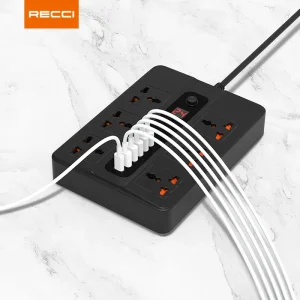 چند راهی برق تایمردار 6 پورت 2500 وات RC07 رسی (Recci RC07 2500W Power Socket 6 Universal Sockets 6 USB Ports)