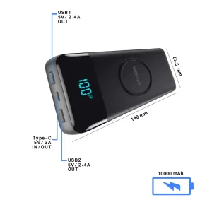 پاوربانک بی سیم مومکس مدل Q.Power IP90D ظرفیت 10000 میلی آمپر ساعت