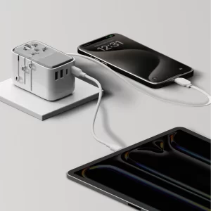 شارژر مسافرتی 4 پورت 1-World+ Flow | 4-Ports Travel Charger | Built-in USB-C Cable (35W) مومکس (momax)