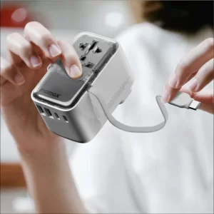 شارژر مسافرتی 4 پورت 1-World+ Flow | 4-Ports Travel Charger | Built-in USB-C Cable (35W) مومکس (momax)