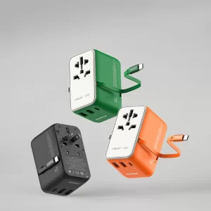 شارژر مسافرتی 3 پورت 1-World+ | 3-Ports Travel Charger | Built-In USB-C Cable (25W) مومکس (momax)