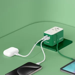 شارژر مسافرتی 3 پورت 1-World+ | 3-Ports Travel Charger | Built-In USB-C Cable (25W) مومکس (momax)