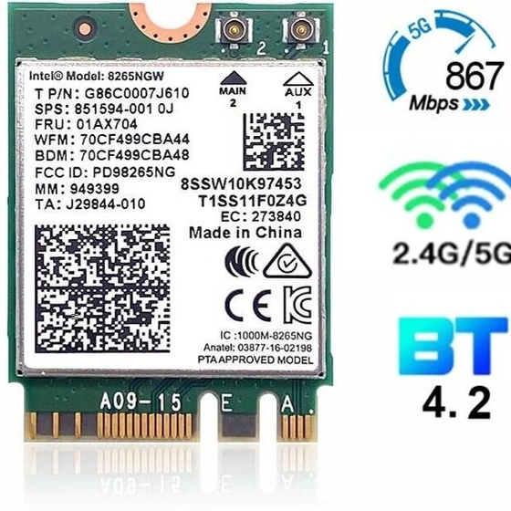 کارت شبکه Wierless اینتل مدل 8265NGW دو باند