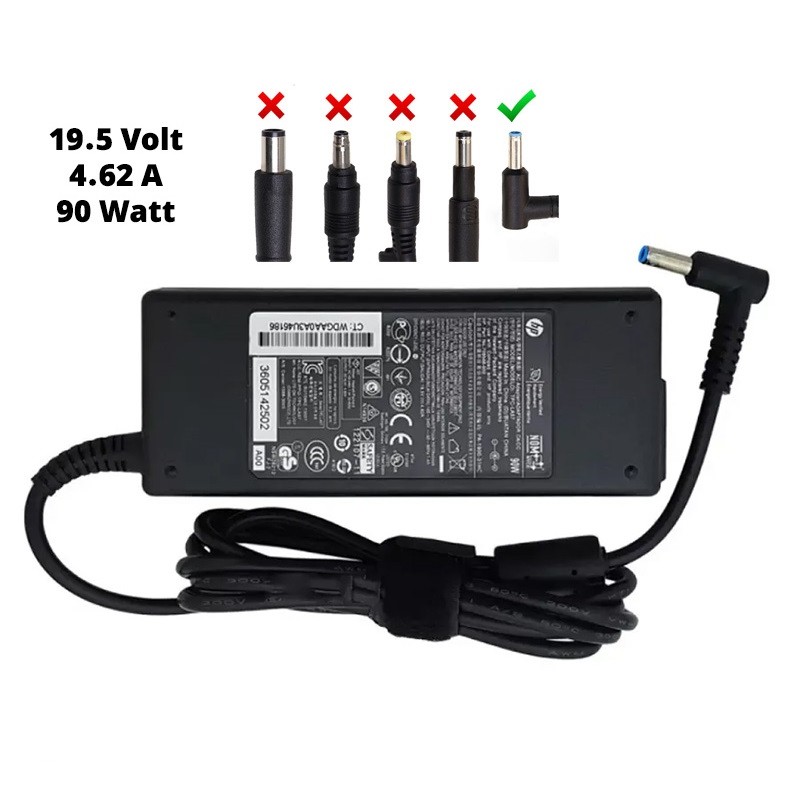 شارژر لپ تاپ اچ پی 90W سوکت ریز (HP 19.5V, 4.62A)