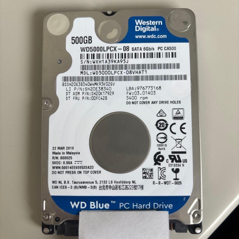 هارد استوک اینترنال وسترن دیجیتال 500GB اندازه 2.5 اینچ | WD Blue 500GB