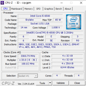 پردازنده Intel Core I5 6500T استوک بدون جعبه