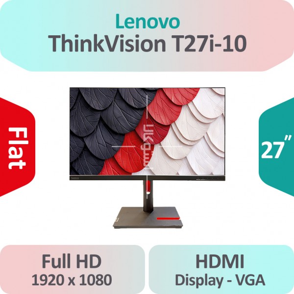 مانیتور استوک Lenovo ThinkVision T27i-10 سایز 27 اینچ IPS فِرِیم لِس