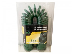 شیلنگ 15 متری فنری جمع شونده همراه با سری آبپاش تفنگی و اتصالات کامل، ساخت Rain ایتالیا