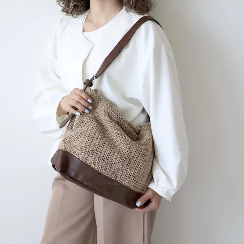 کیف زنانه بزرگ مدل گندم رافیا