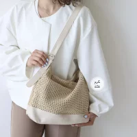 کیف زنانه بزرگ مدل گندم رافیا