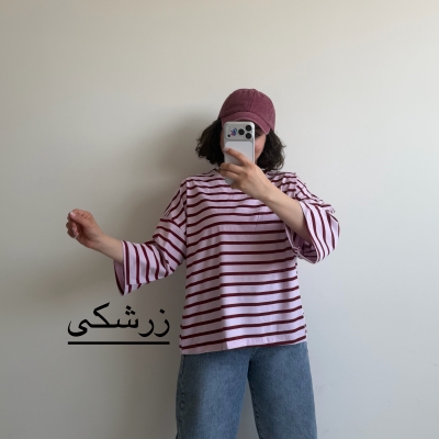 تیشرت لانگ باکسی راه راه کد 6081