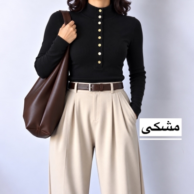 بلوز زنانه یقه‌ ایستاده دکمه‌دار مدل 1708