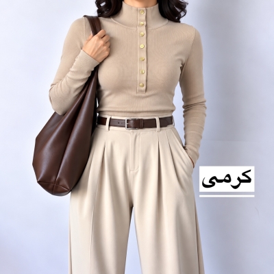 بلوز زنانه یقه‌ ایستاده دکمه‌دار مدل 1708