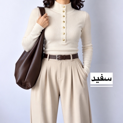 بلوز زنانه یقه‌ ایستاده دکمه‌دار مدل 1708